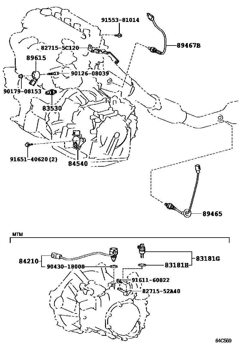 Toyota YARIS 开关和继电器和ECU EPC diagram — 84C569