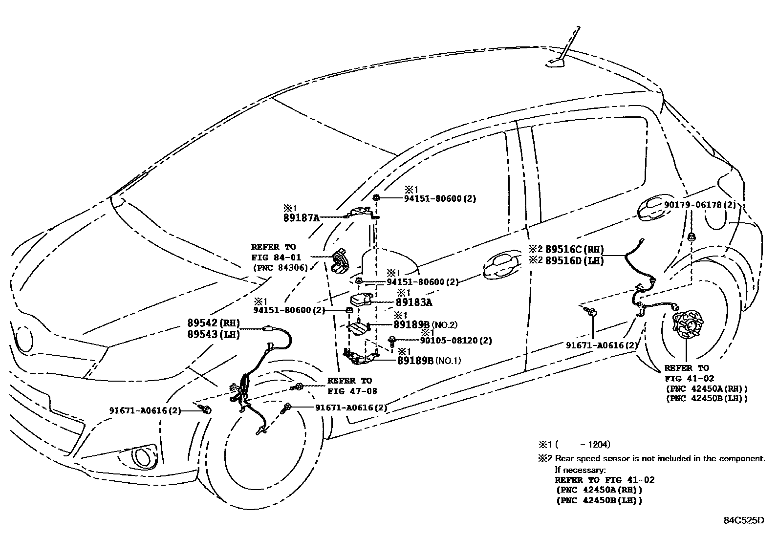 Toyota YARIS ABS 和 VSC EPC diagram — 84C525D