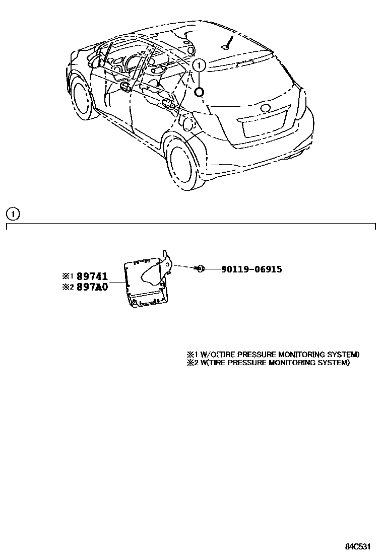 Toyota YARIS 遥控门锁 EPC diagram — 84C531