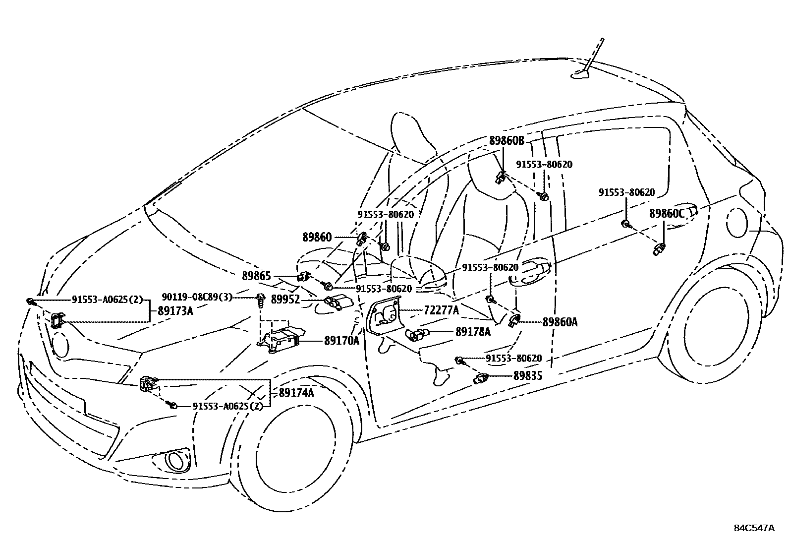 Toyota YARIS 空气囊 EPC diagram — 84C547A