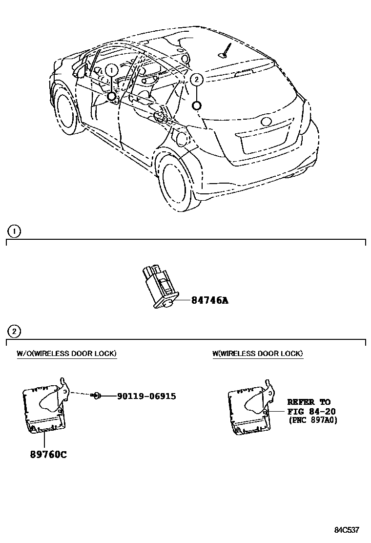 Toyota YARIS 轮胎压力警告系统 EPC diagram — 84C537