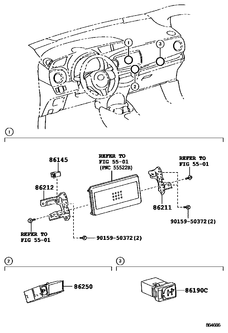 Toyota YARIS 收音机、放大器和冷凝器 EPC diagram — 864666