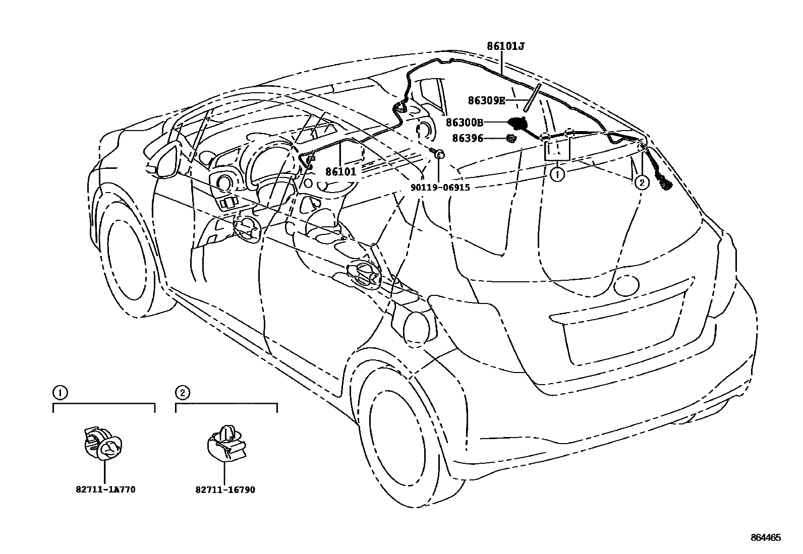 Toyota YARIS antenna EPC diagram — 864465