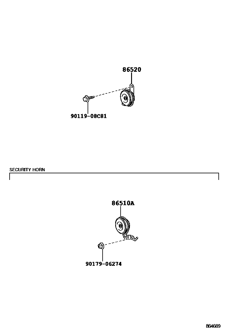 Toyota YARIS 喇叭 EPC diagram — 864669