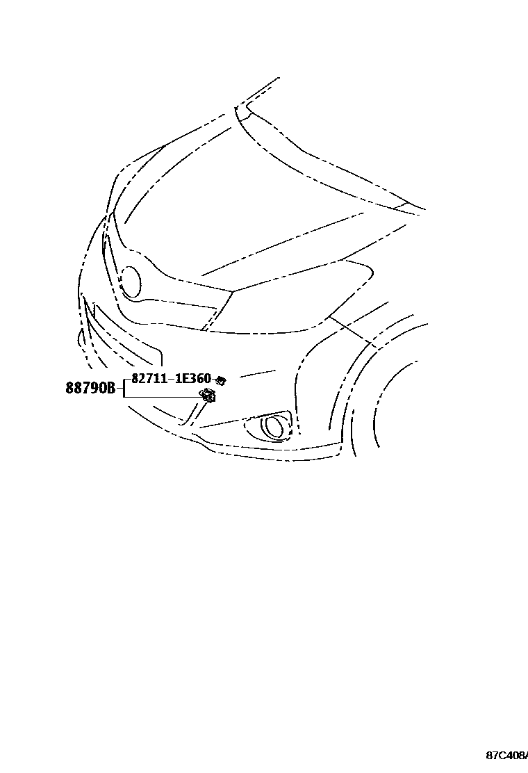 Toyota YARIS 暖风和空调系统 - 控制器和风管 EPC diagram — 87C408A
