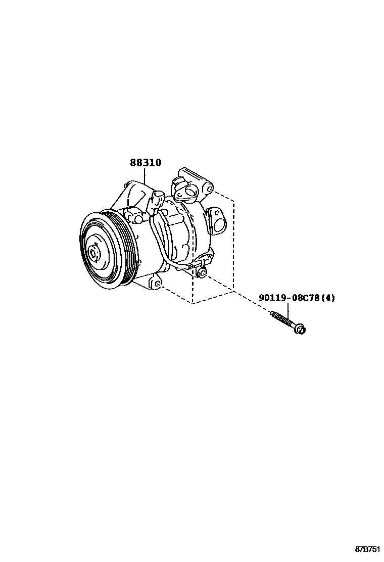 Toyota YARIS Heating & Air Conditioning - Compressor EPC diagram — 87B751