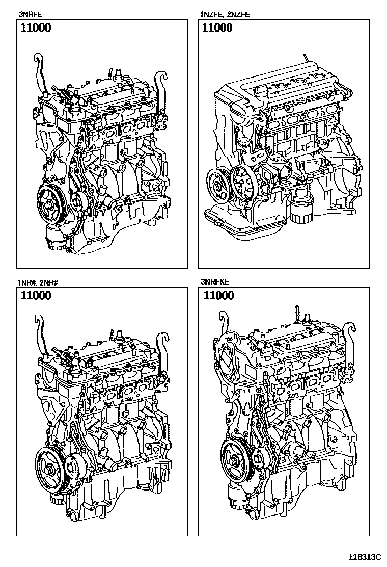 Toyota YARIS Partial Engine Assembly EPC diagram — 118313C