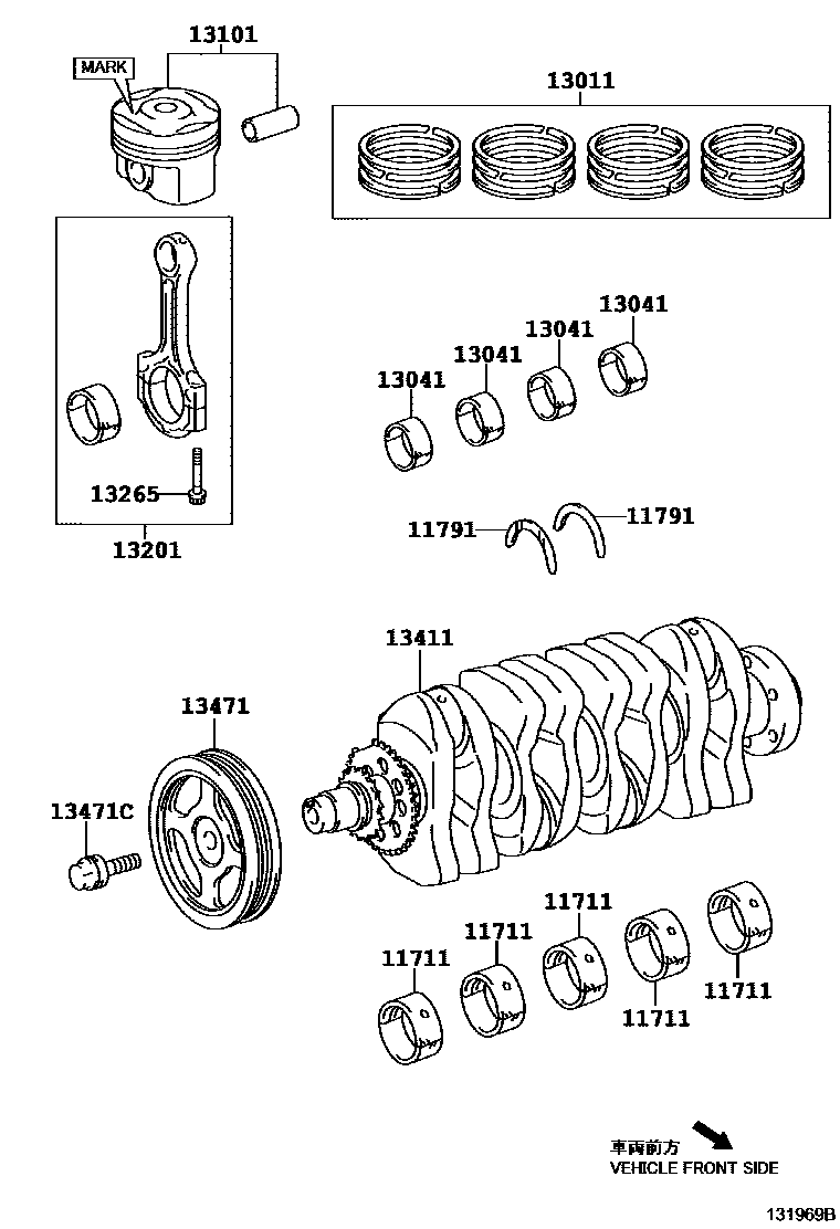 Toyota YARIS Crankshaft & Piston EPC diagram — 131969B