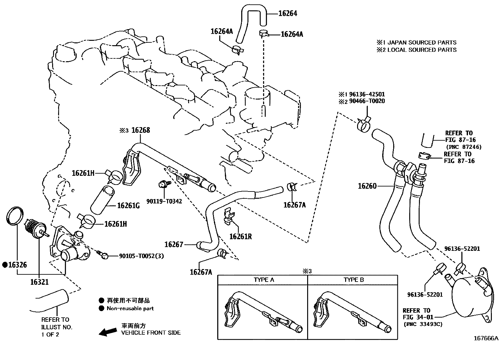 Toyota YARIS RADIATOR & WATER OUTLET EPC diagram — 167666A