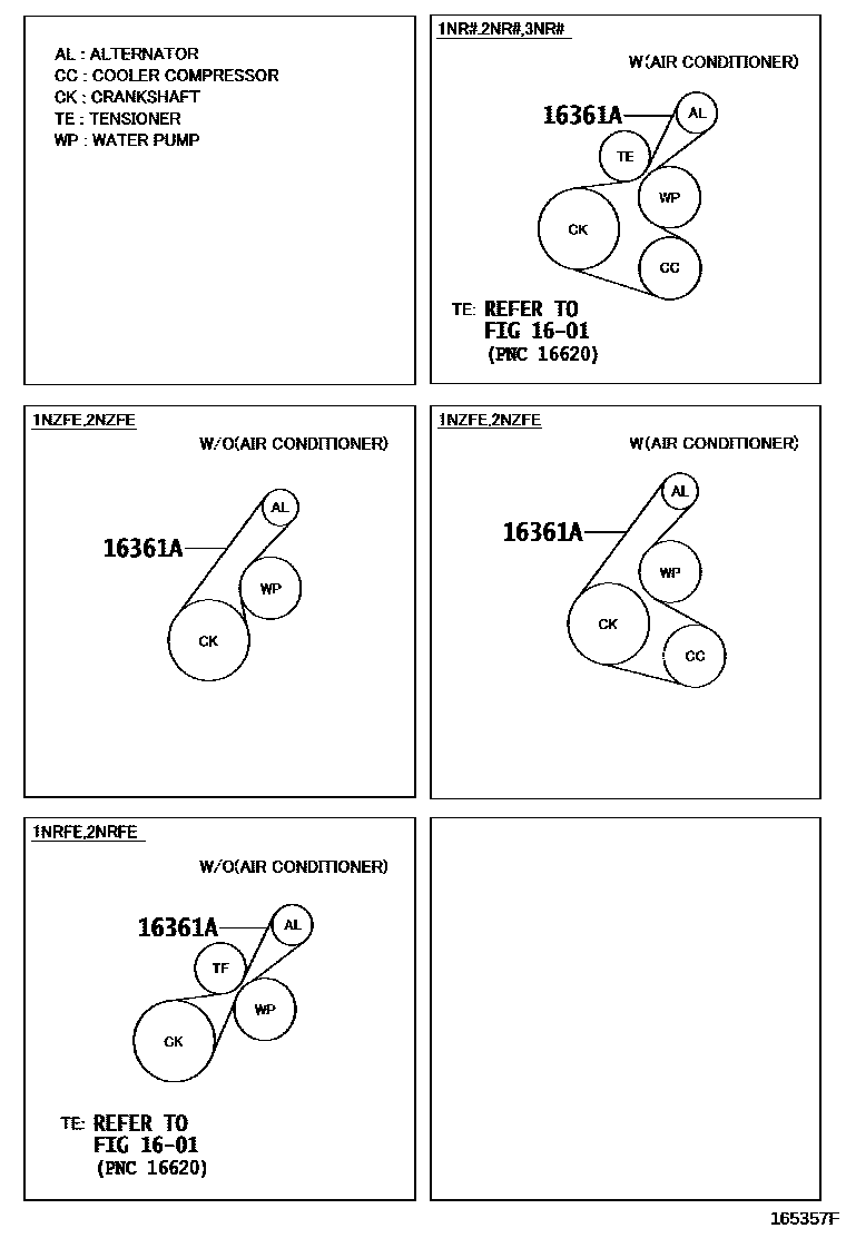 Toyota YARIS V-Belt EPC diagram — 165357F