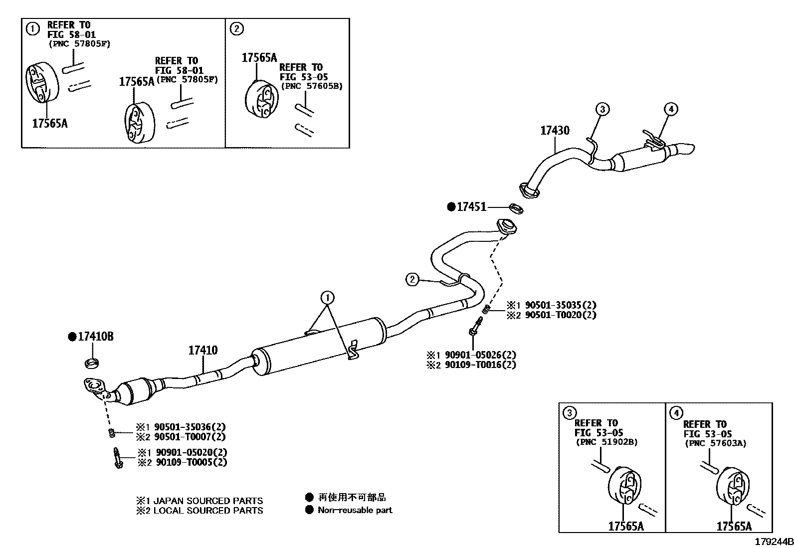 Toyota YARIS Exhaust Pipe EPC diagram — 179244B