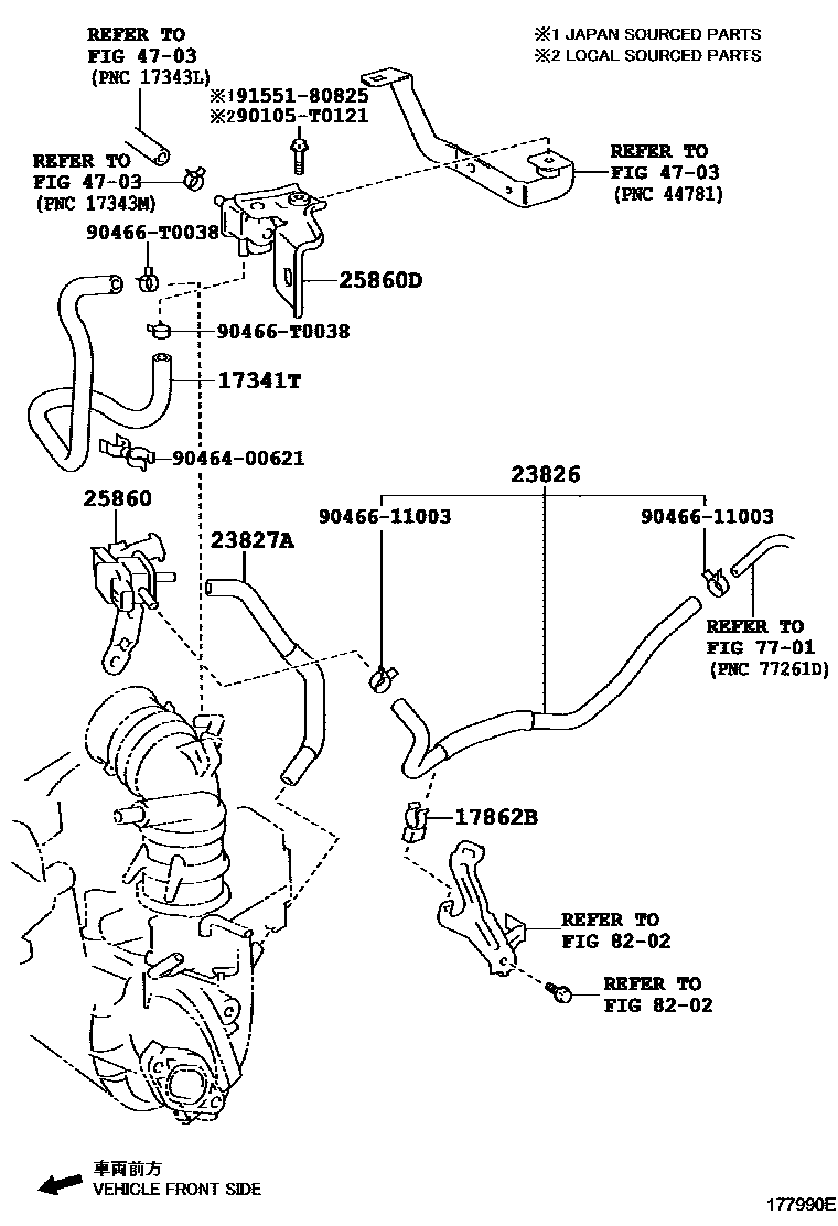 Toyota YARIS vacuum tube EPC diagram — 177990E