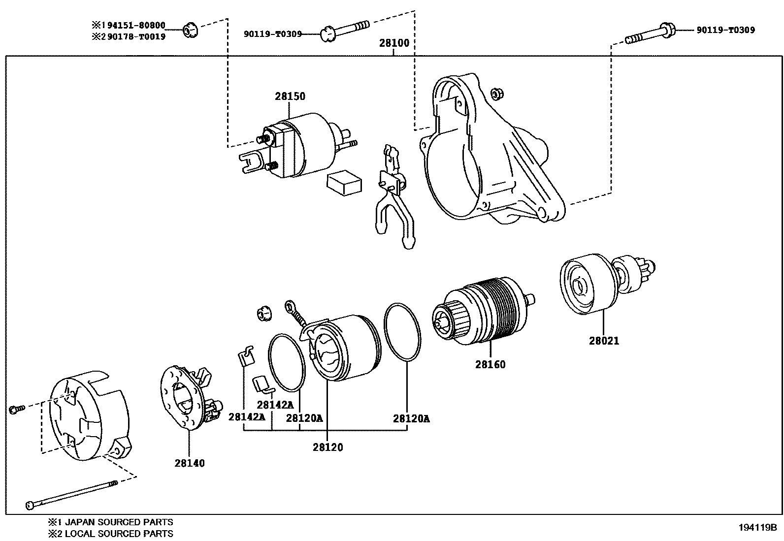Toyota YARIS 起动机 EPC diagram — 194119B