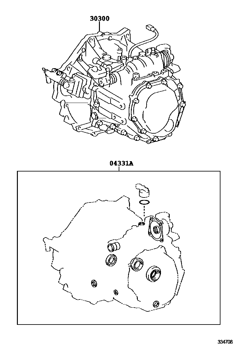 Toyota YARIS 传动桥或变速器总成和衬垫组件(MTM) EPC diagram — 334708