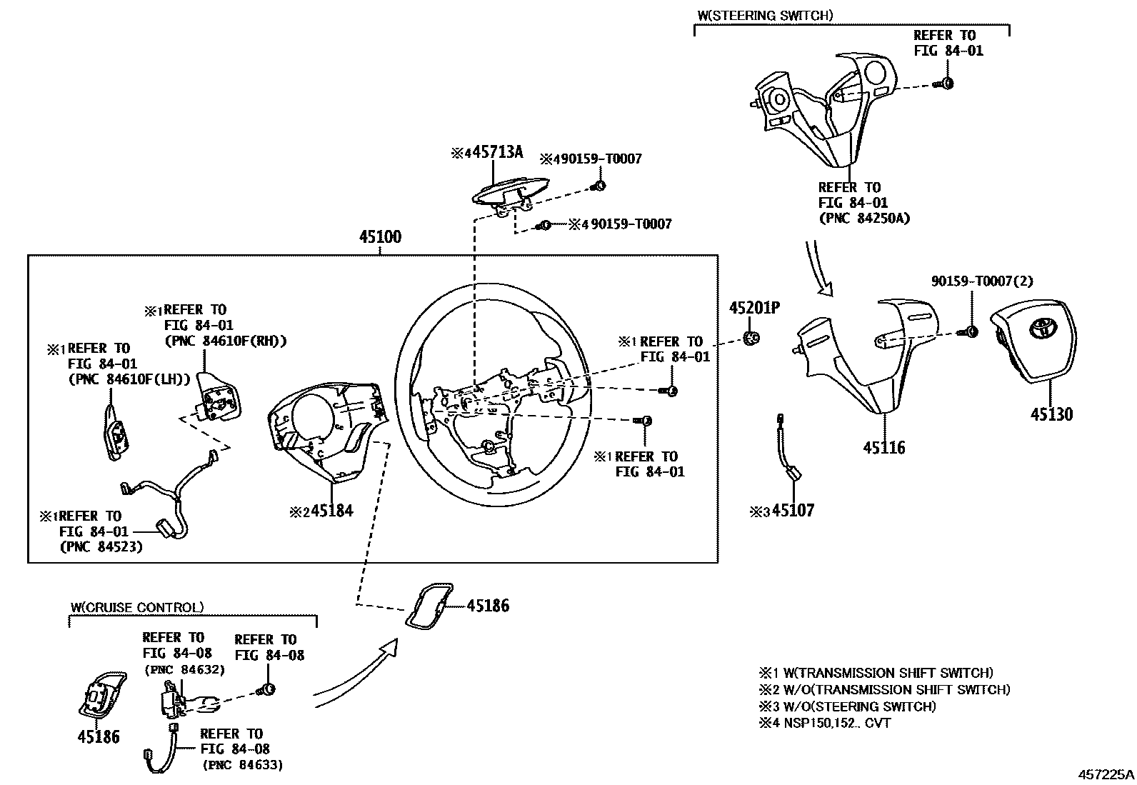 Toyota YARIS Steering Wheel EPC diagram — 457225A