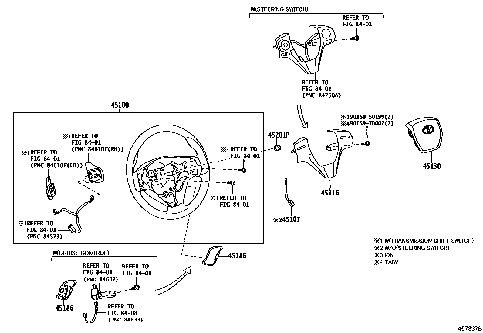 Toyota YARIS Steering Wheel EPC diagram — 457337B