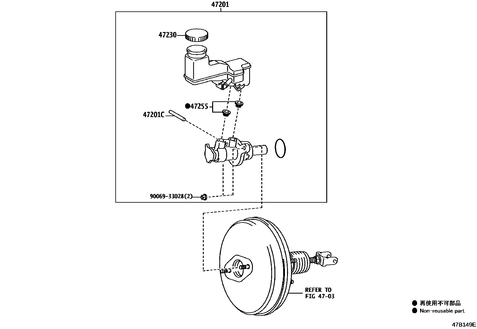 Toyota YARIS 制动总泵 EPC diagram — 47B149E