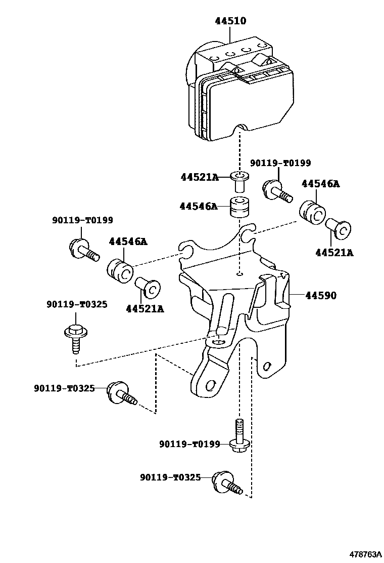 Toyota YARIS 制动配管和卡箍 EPC diagram — 478763A