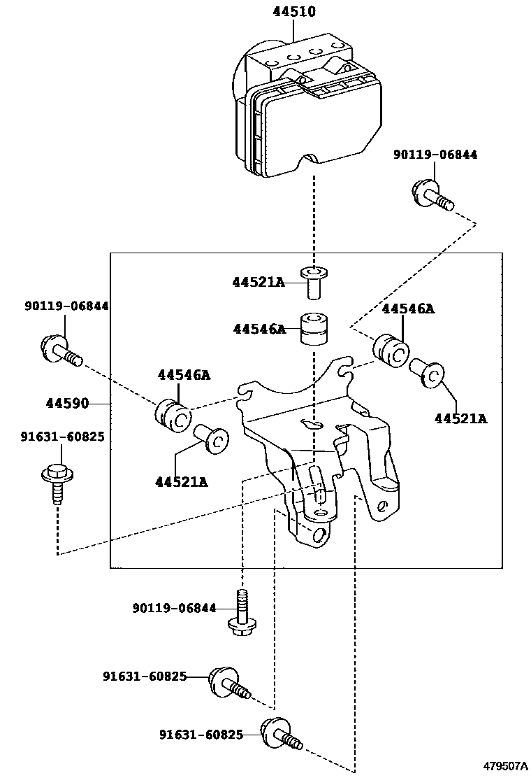 Toyota YARIS 制动配管和卡箍 EPC diagram — 479507A