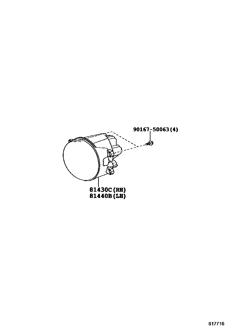 Toyota YARIS 日间行车照明灯或照明灯 EPC diagram — 817716