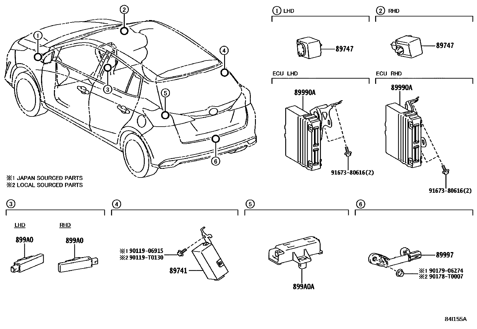 Toyota YARIS 遥控门锁 EPC diagram — 84I155A