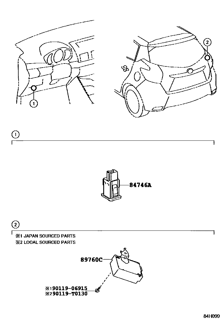 Toyota YARIS 轮胎压力警告系统 EPC diagram — 84H099