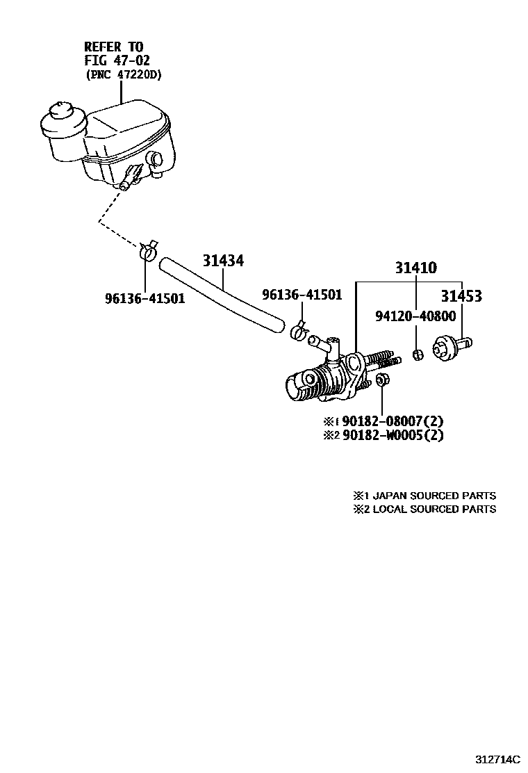 Toyota YARIS 离合器总泵 EPC diagram — 312714C