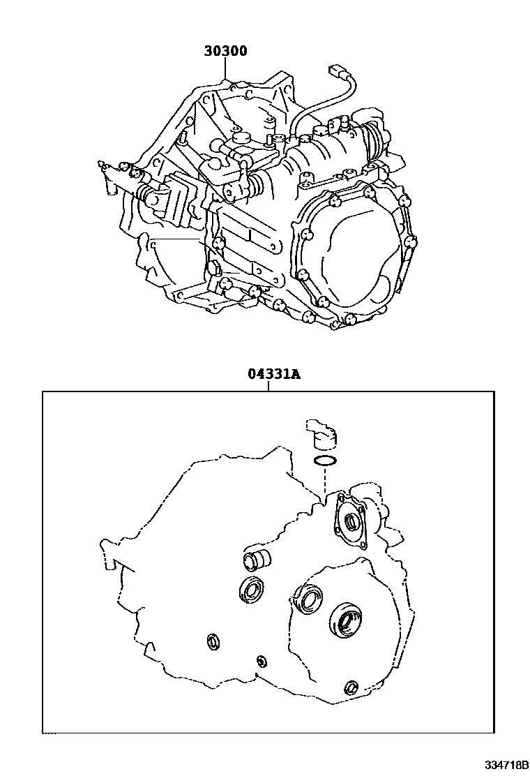 Toyota YARIS 传动桥或变速器总成和衬垫组件(MTM) EPC diagram — 334718B