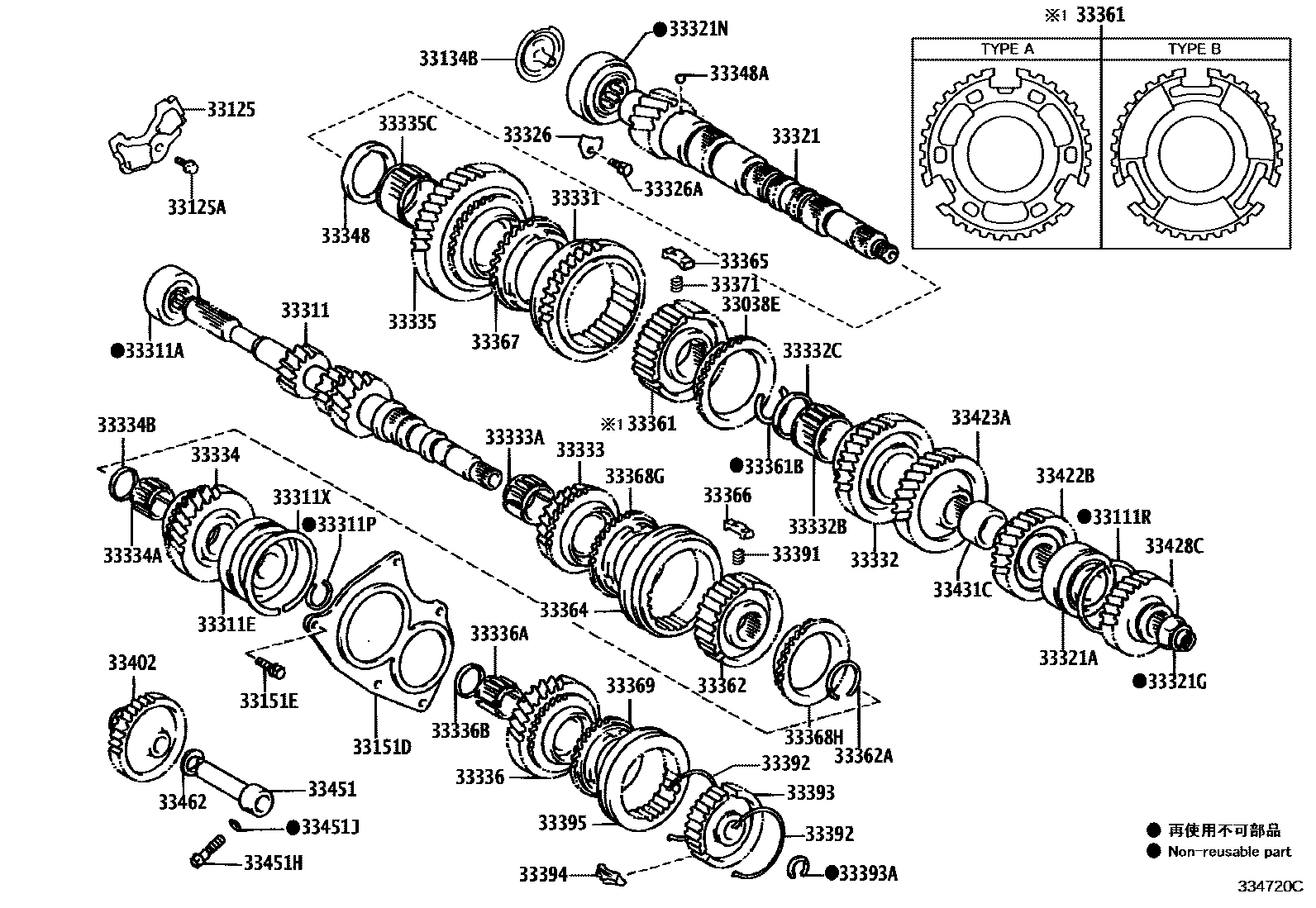 Toyota YARIS 变速器齿轮(MTM) EPC diagram — 334720C