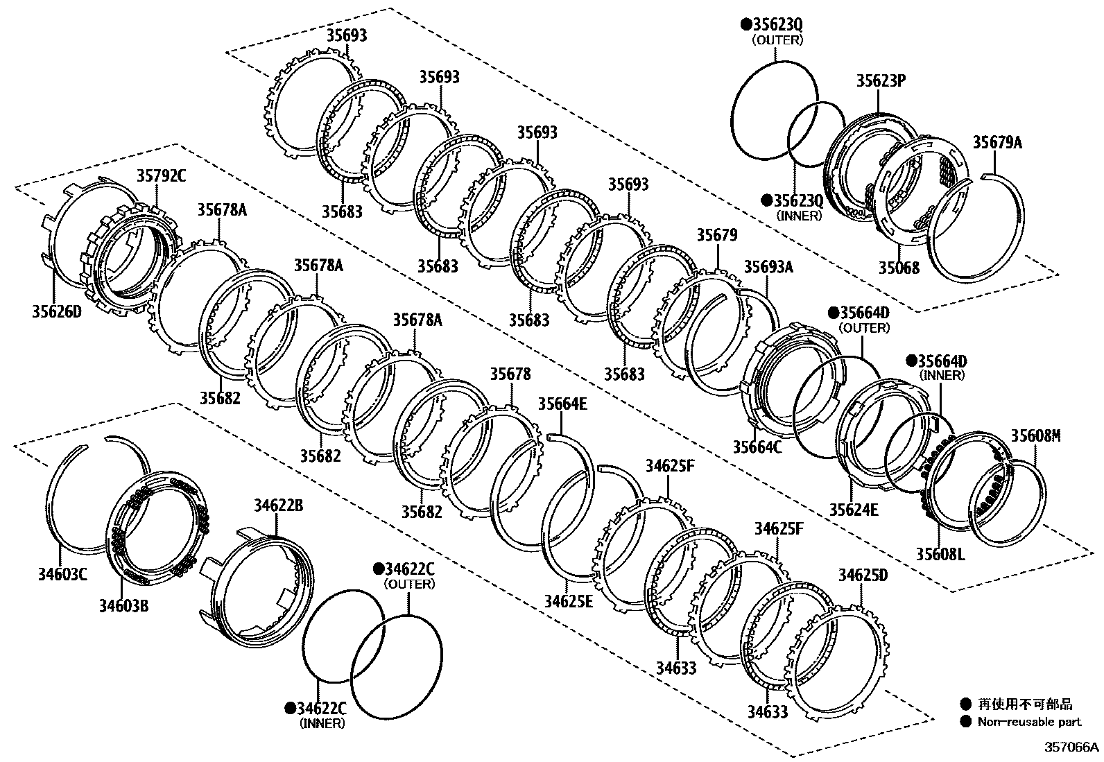 Toyota YARIS 3号制动器、一档和倒档制动器(ATM) EPC diagram — 357066A