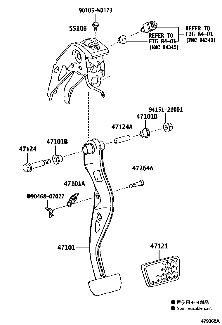 Toyota YARIS Brake Pedal & Bracket EPC diagram — 479368A