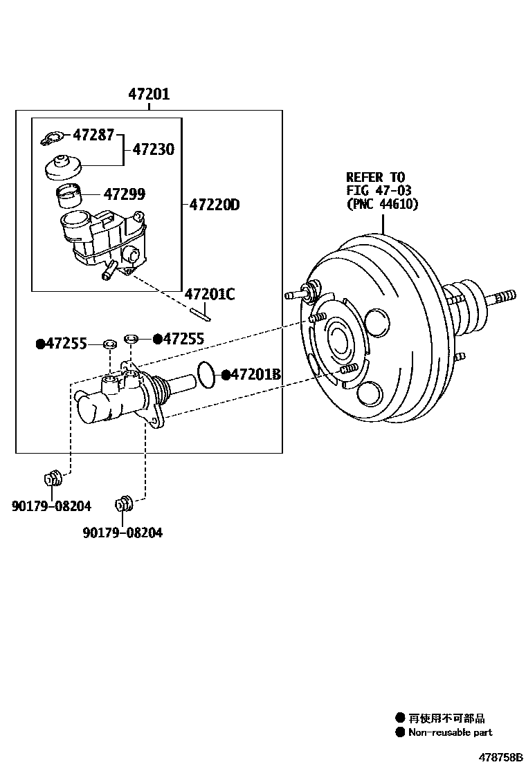 Toyota YARIS 制动总泵 EPC diagram — 478758B