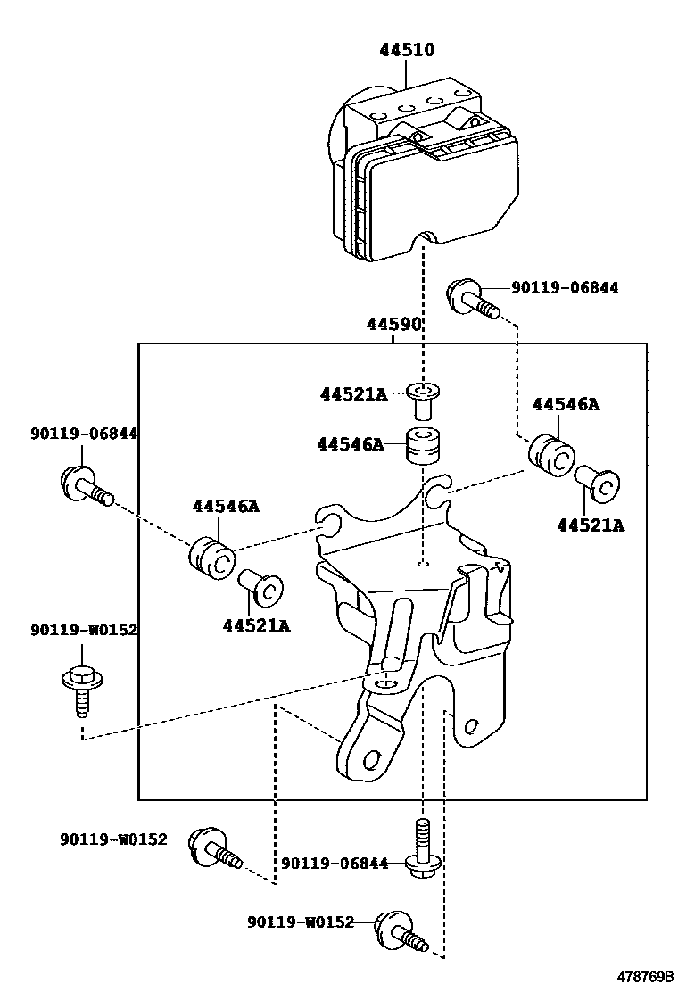 Toyota YARIS 制动配管和卡箍 EPC diagram — 478769B