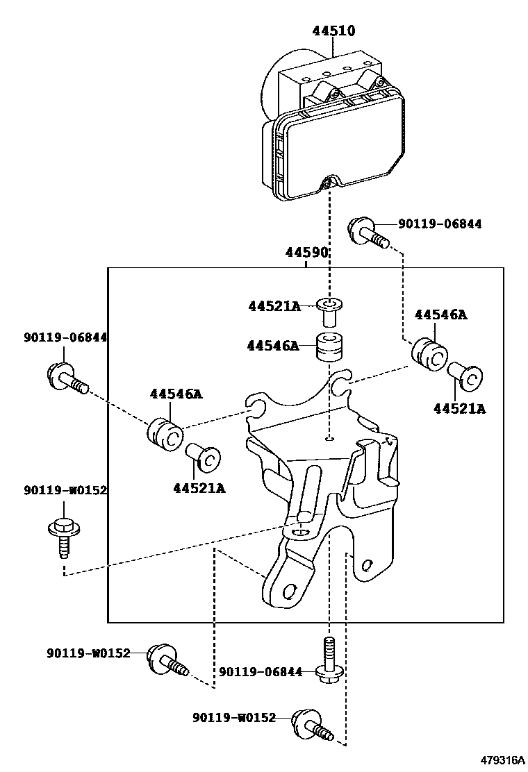 Toyota YARIS 制动配管和卡箍 EPC diagram — 479316A