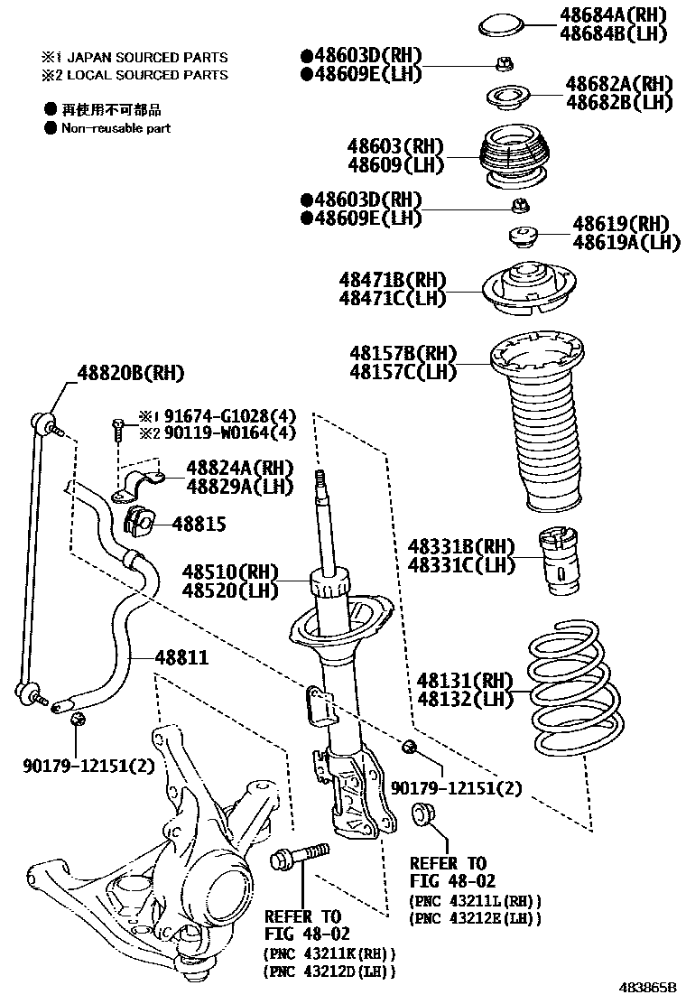 Toyota YARIS Front Spring & Shock Absorber EPC diagram — 483865B