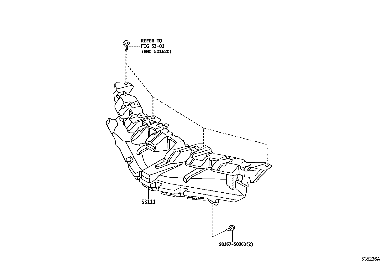 Toyota YARIS radiator grille EPC diagram — 535236A