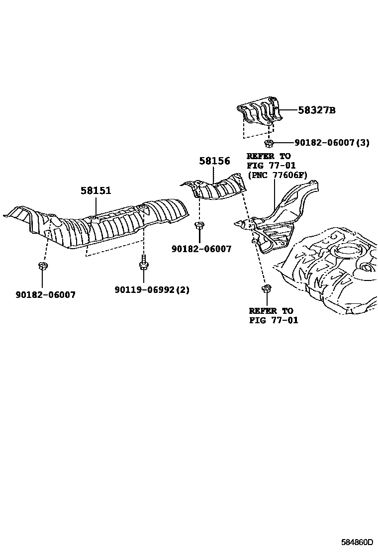 Toyota YARIS 地板隔热垫 EPC diagram — 584860D