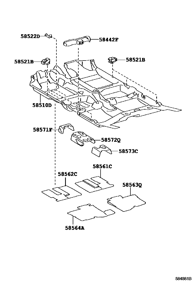 Toyota YARIS 地板垫和地毯 EPC diagram — 584861B