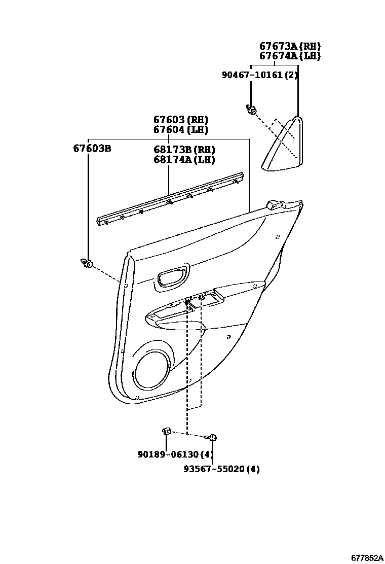 Toyota YARIS 后门板和后门玻璃 EPC diagram — 677852A