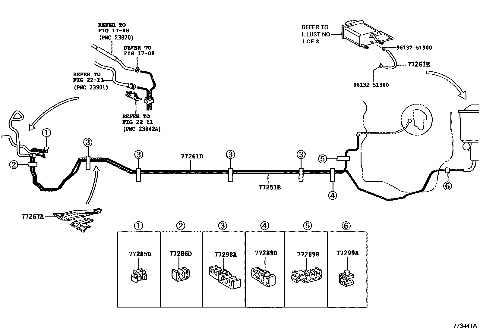 Toyota YARIS 燃油箱和燃油管 EPC diagram — 773441A