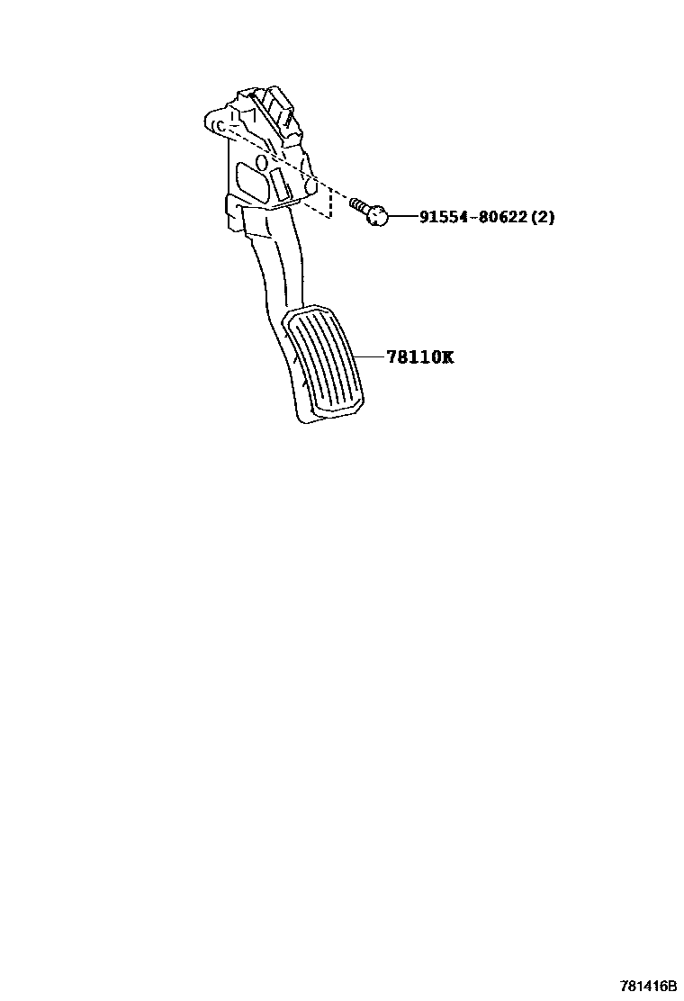 Toyota YARIS accelerator pedal connecting rod EPC diagram — 781416B