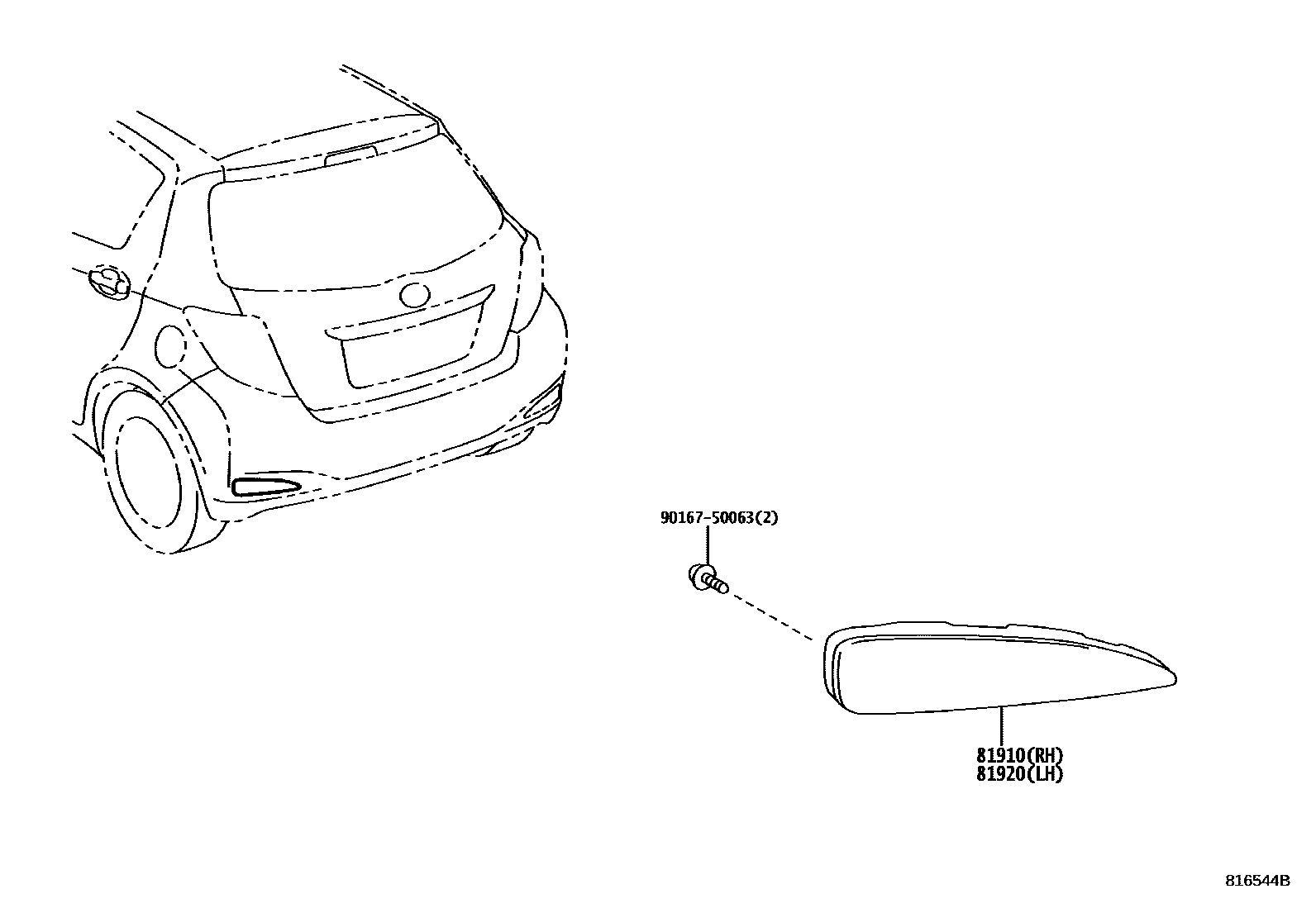 Toyota YARIS reflector EPC diagram — 816544B