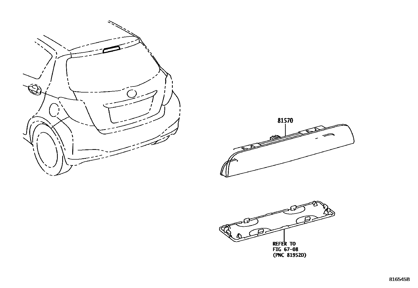 Toyota YARIS 高位刹车灯 EPC diagram — 816545B