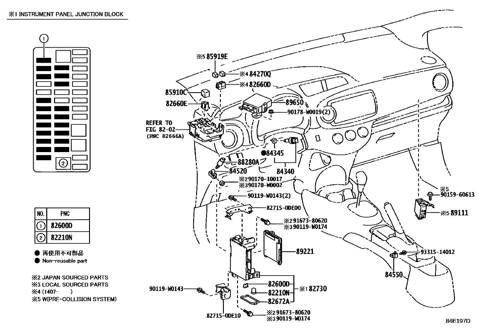 Toyota YARIS 开关和继电器和ECU EPC diagram — 84E197D