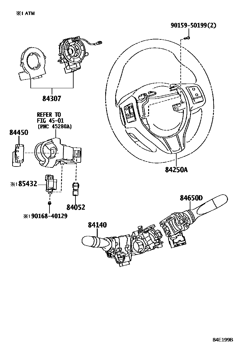 Toyota YARIS 开关和继电器和ECU EPC diagram — 84E199B