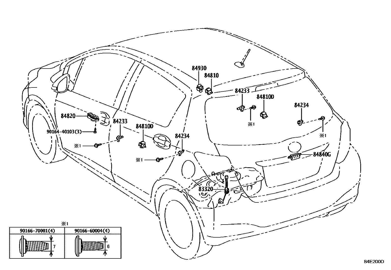Toyota YARIS 开关和继电器和ECU EPC diagram — 84E200D