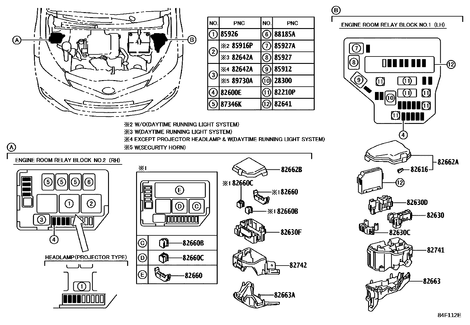 Toyota YARIS 开关和继电器和ECU EPC diagram — 84F112E