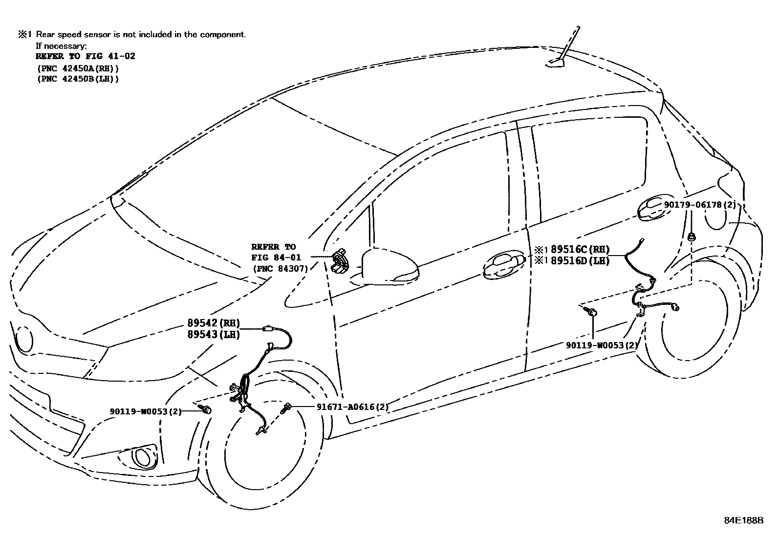 Toyota YARIS ABS 和 VSC EPC diagram — 84E188B