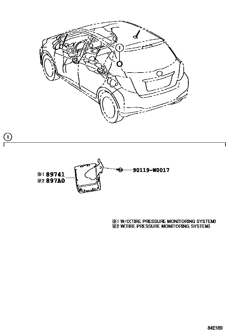 Toyota YARIS 遥控门锁 EPC diagram — 84E189