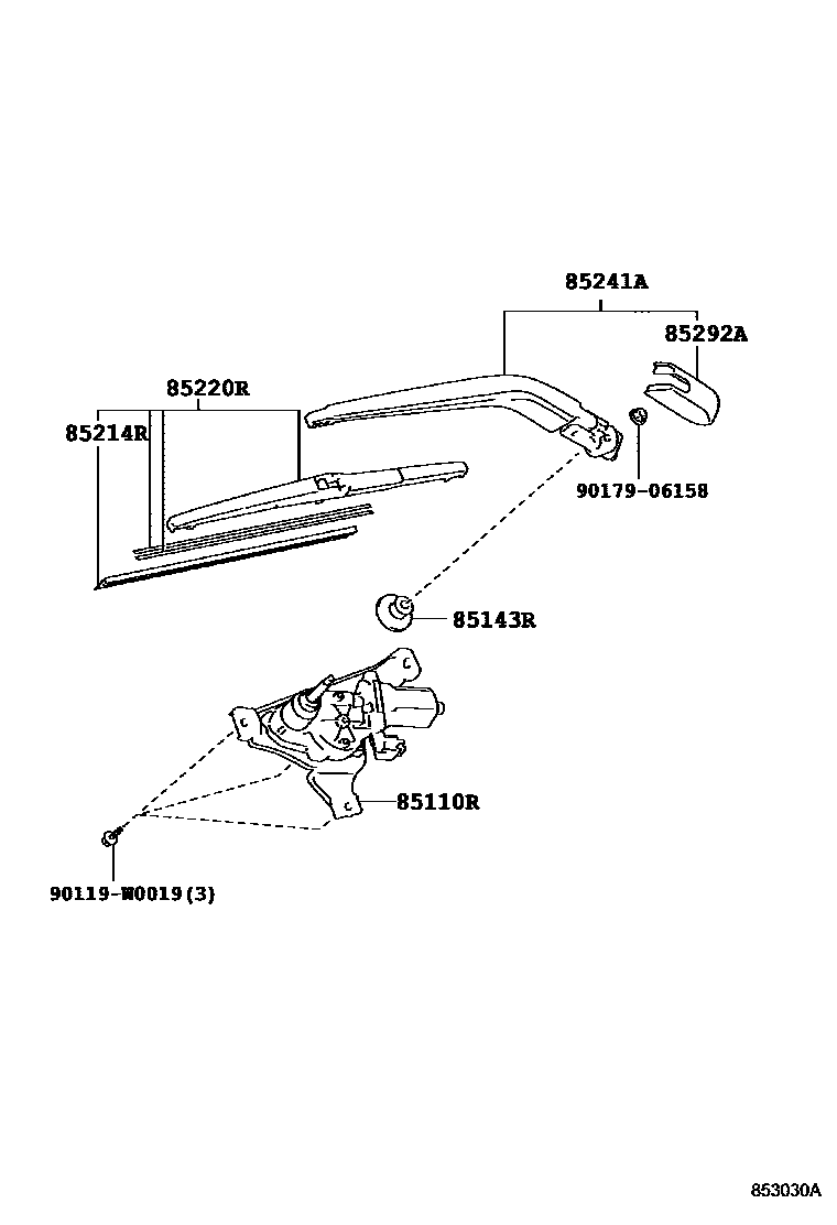 Toyota YARIS 后刮水器 EPC diagram — 853030A